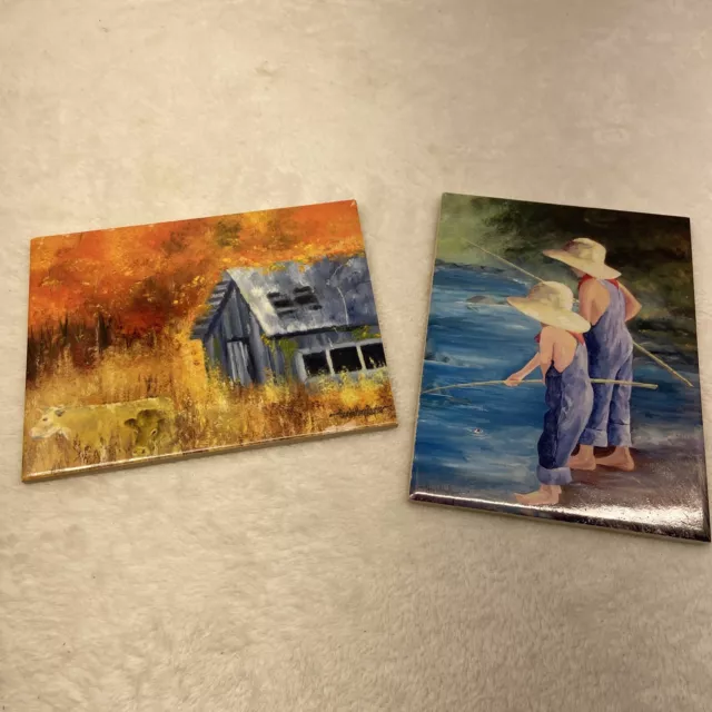 Hand Painted Decorative Ceramic Tile, 8”x 6"