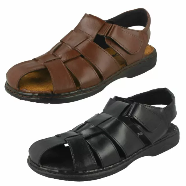Hommes Mozax Cuir Sandales Noir ou Marron Tailles UK 6 - 11 : B-207814