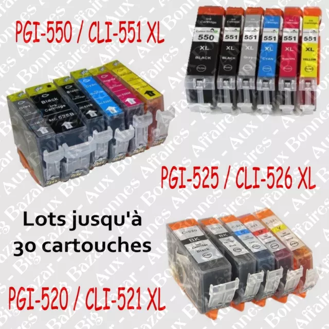 Cartouches d'encre compatibles Canon : PGI550 CLI551 PGI525 CLI526 PGI520 CLI521