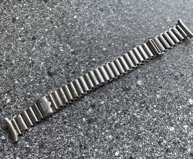 1940S SS MILITARY Bonklip GF Ladder Watch Bracelet 16mm Curved End