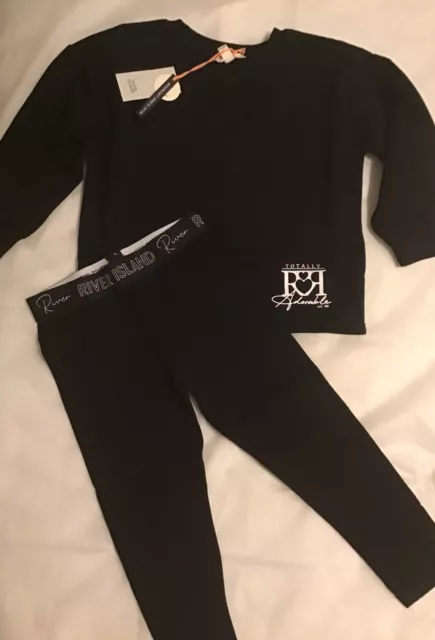 Set felpa River Island mini ragazze età 3-4 anni nera Ri nuova con etichette