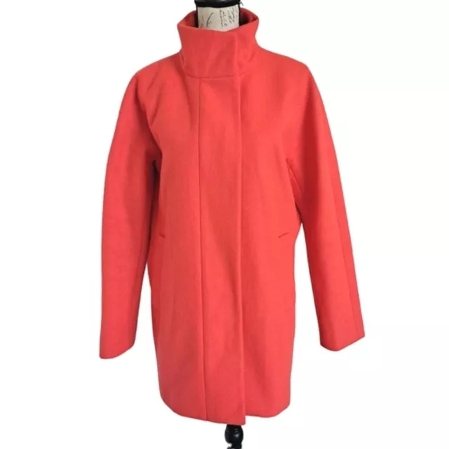 J. Crew Factory wool blend neon Flame full zip City pea cocoon Coat size 10