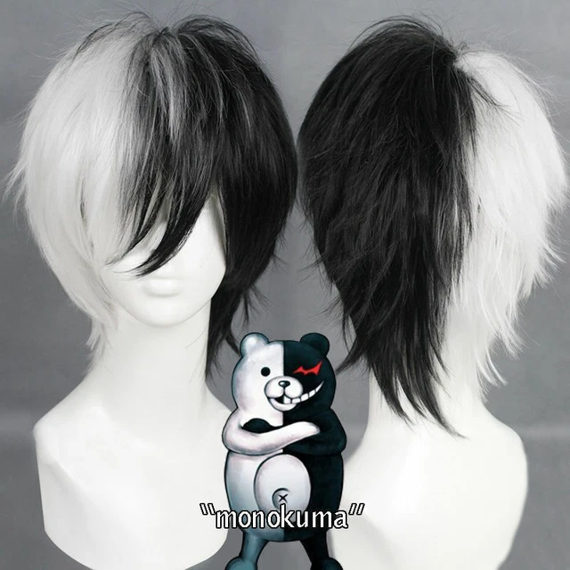 Parrucca cosplay Dangan Ronpa Danganronpa corta Monokuma Monobear Halloween
