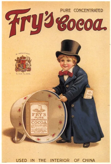 Pure Concentrated Fry's Cocoa Boy in Top Hat Art Repro Postcard