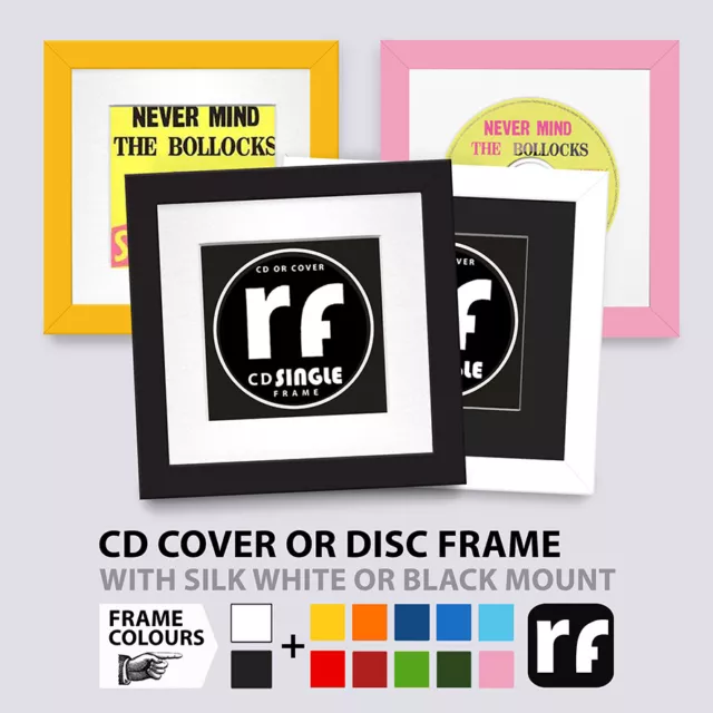 CD Frame DISC OR COVER 'Single' Wood Black White Album Colours Picture FRAMES