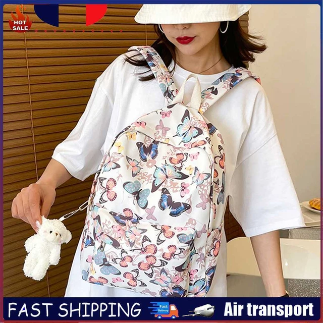 Fashion Backpack Butterfly Print Oxford Student Rucksack for Travel (Multicolore