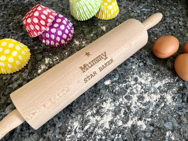 Personalised Any Message Kitchen Wooden Rolling Pin Ideal Baking or Cooking Gift