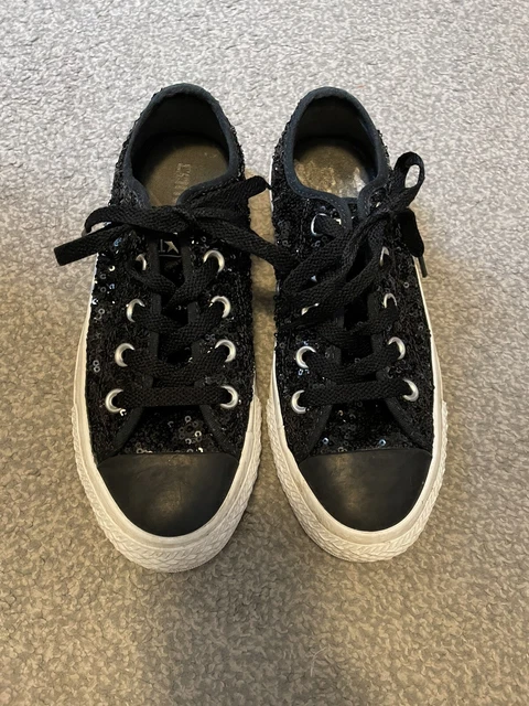 BLACK SEQUIN CONVERSE UK Size 3.5 8.00 PicClick UK