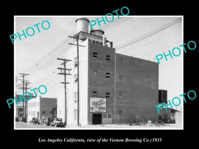 OLD LARGE HISTORIC PHOTO OF LOS ANGELES CALIFORNIA THE VERNON BREWING Co c1935