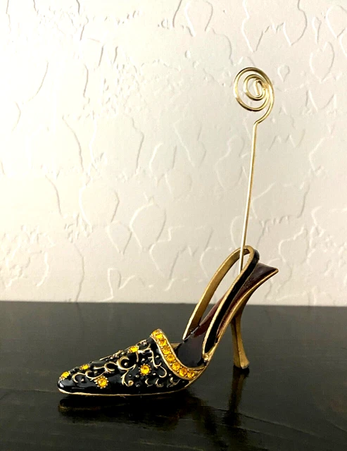 Enamel Crystal Jeweled Photo Frame Cloisonné Shoe Photo Holder Clip Wired