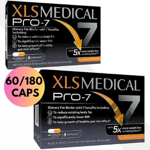 XLS Medical Pro-7 5x mehr Gewichtsverlust als Diät | Vegetarische 60/180 Kapseln