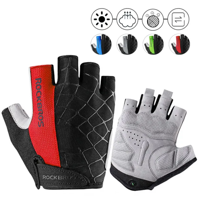 Mens Half Finger Gel Pad Anti-slip Gloves Breathable for Outdoor Bike Cycling US