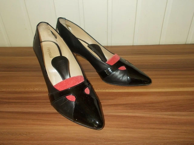 KARL LAGERFELD Escarpins Vintage Bouts Carrés Cuir Noir T 42 TBE