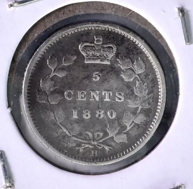 1880-H ~ Canada ~ 5 Cents Silver Coin ~ Victoria ~ *L753