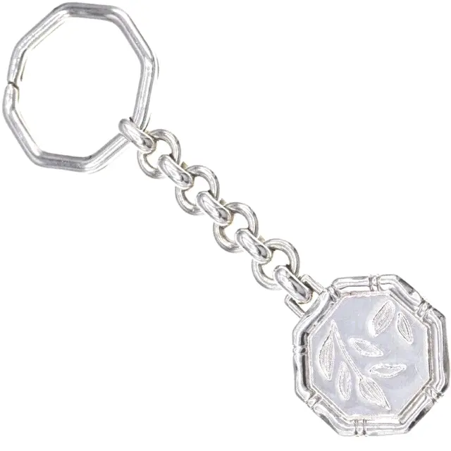 Tiffany & Co. Sterling Silver Bamboo Medallion Charm Tag Keychain Key Ring