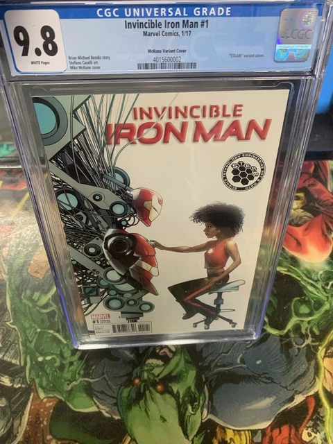 Cgc 9.8 Invincible Iron Man #1 Mckone Steam Variant 2017 Riri Williams! 🔥Mcu