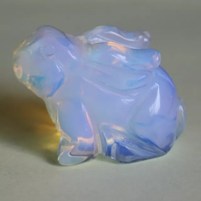 Carved gemstone white opalite crystal rabbit bunny animal figurine carving decor