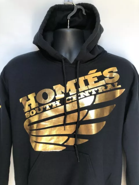 Brian Lichtenberg BLTEE Homies South Central Black Gold Pullover Hoodie Size S 2