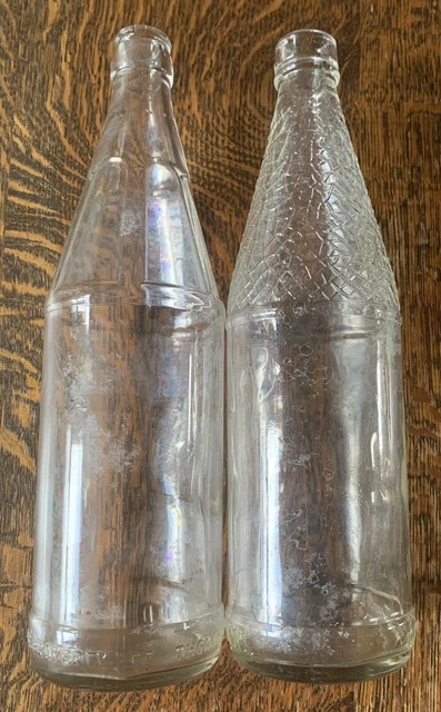 2 x Vintage Pop Lemonade Clear Glass Bottles THOMAS & EVANS / CAMWAL