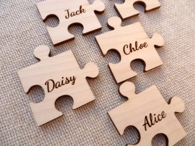Engraved Personalised Puzzle Shapes Jigsaw Pieces Wedding Guestbook Ply