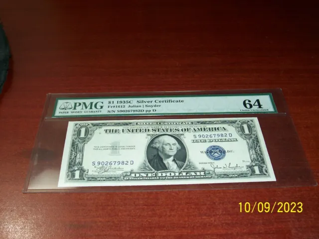 PMG Fr. 1612 Julian/Snyder 1.00 1935C Silver Certificate 64 Choice Uncirculated