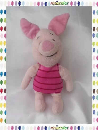 Doudou Peluche Porcinet Rose Rayures Disney 20 cm