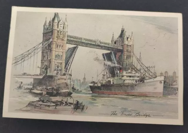 The Tower Bridge 1923 England Old Postcard Original