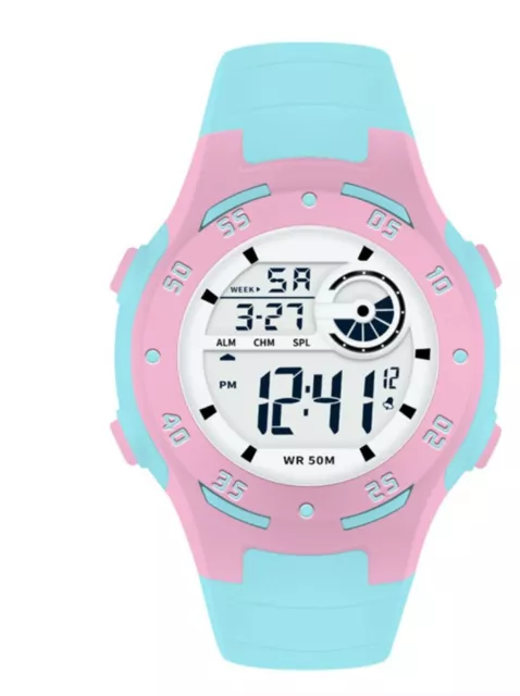Boys Kid Children Girls Digital Sports Waterproof Swim alarm Wrist Watch Gift 2