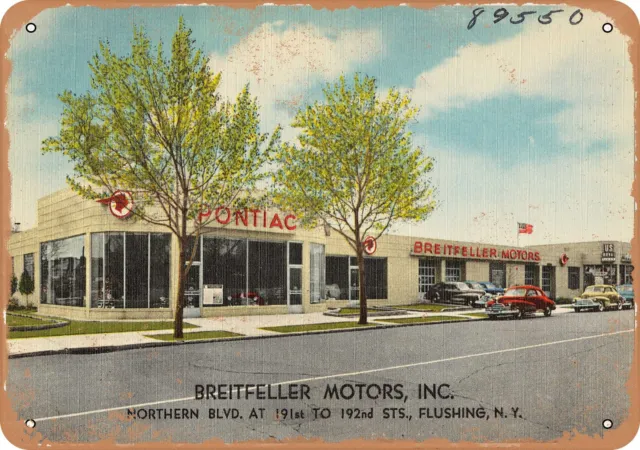 Metal Sign - New York Postcard - Breitfeller Motors, Inc. Northern Blvd. at 191