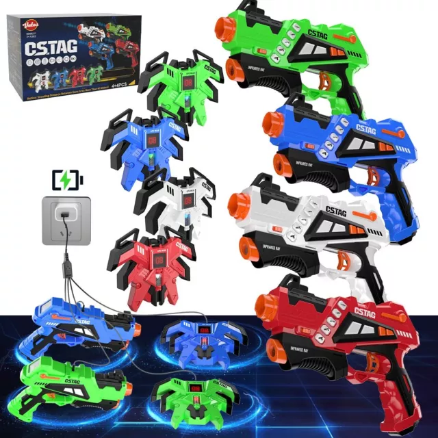 VATOS Infrarot Laser Tag Guns Set mit Abzeichen 4 Pack Spaß Spielzeug für Kinder