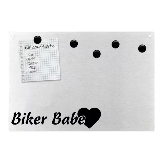 HUURAA! Magnetpinnwand Wandtafel Biker Babe Herz Motorrad Frau Girl Edelstahl ma