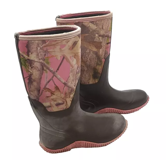 Hisea Womens Pink Camo Neoprene Waterproof Pull-On Hunting Rain Work Boots US 9