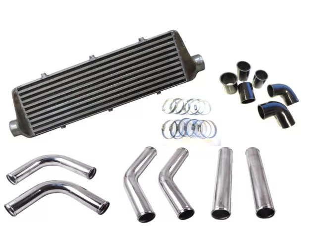 Universal Front Mount Intercooler Kit FMIC 57mm 2.25 BLACK HOSES 550x180x65 Core