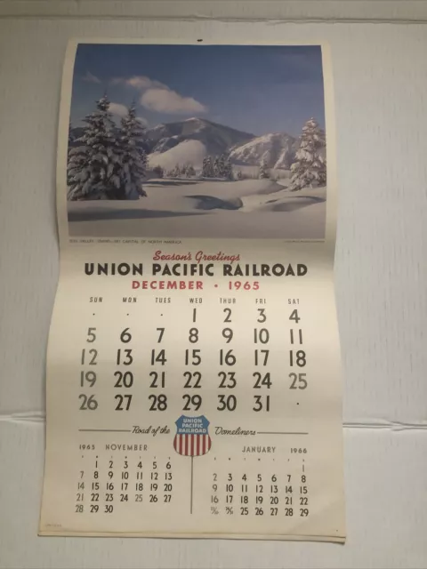 Vintage Used 1966 Union Pacific Railroad Advertising Wall Calendar