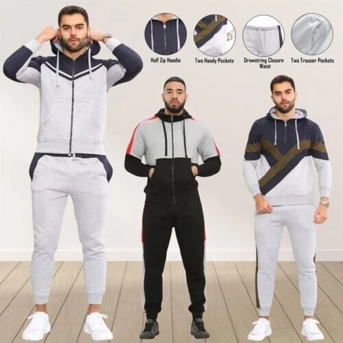 Uomo Completo Tuta da Ginnastica Fondo Set Felpa a Pannelli Palestra Corsa