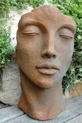 Gartenfigur Gesicht "FRAU", Steinguss, Edition Oxid, klein Sofort Lieferbar