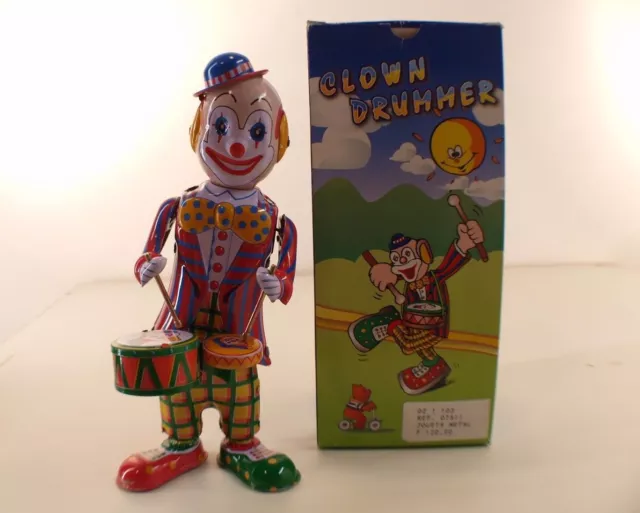 MS 363 Clown Drummer jouet en tôle et moteur à clef made in China neuf MIB
