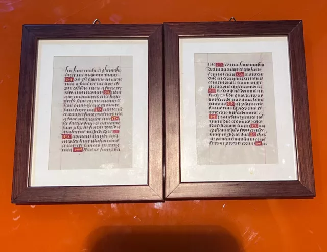 Coppia di antichi Manoscritto Miniato 1480 - Libro D’Ore