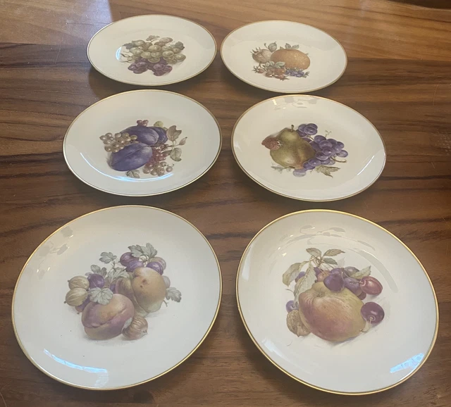 VINTAGE ESCHENBACH China Plates Fruit Design Gold Trim Germany