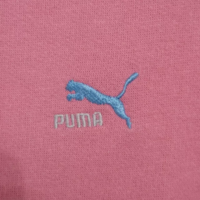 VTG 80s Puma Sweatshirt Womens Size Medium Workout Pink Blue Drawstring Short 3