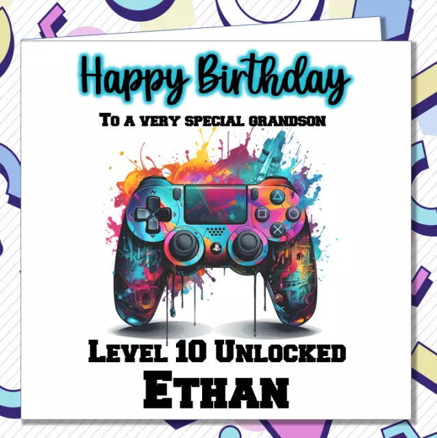 Personalised Gamer Birthday Card Grandson Son Brother Teenage Boys Gaming /PC
