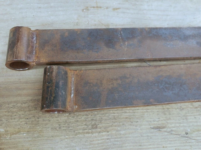 Antique Pair 33” Hand Forged Iron Barn Door Strap Hinges 16" Long 6