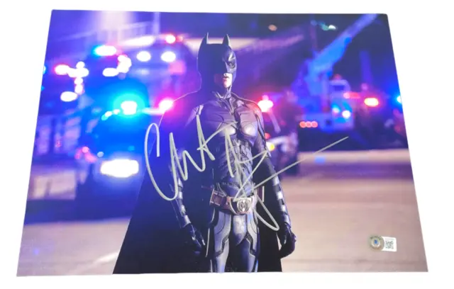 Christian Bale Signed Autograph 11x14 Photo The Dark Knight Batman Beckett BAS A
