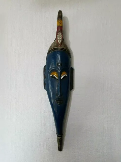 Ghana Hand Carved Wood Mask Blue 29" Long