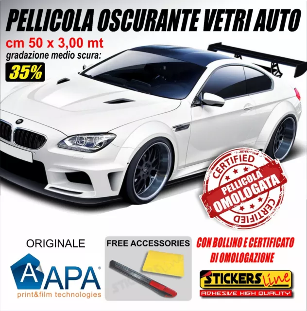 Pellicola Oscurante Vetri Auto APA ® 35% VLT MEDIA omologata oscuramento 50x300