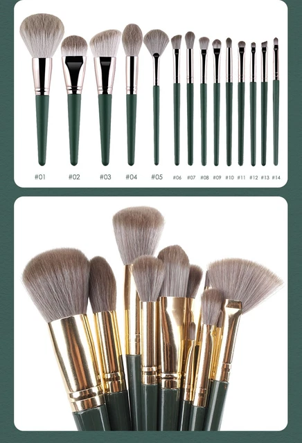 Set di pennelli per make up trucco professionale da 14 pezzi con setole morbide