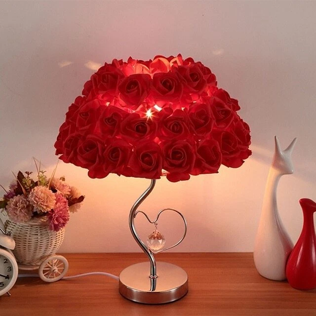 Rose Table Lamp - European Style - Bedroom Bedside - Romantic Gift - LED