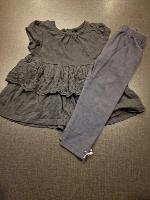 Girls 12-18 months floral t-shirt tunic dress Top leggings outfit bundle Next da