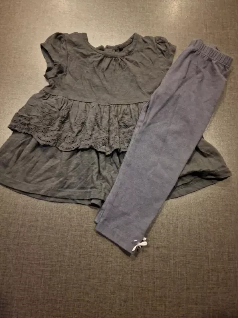 T-shirt floreale ragazza 12-18 mesi abito a tunica top leggings outfit pacchetto Next da