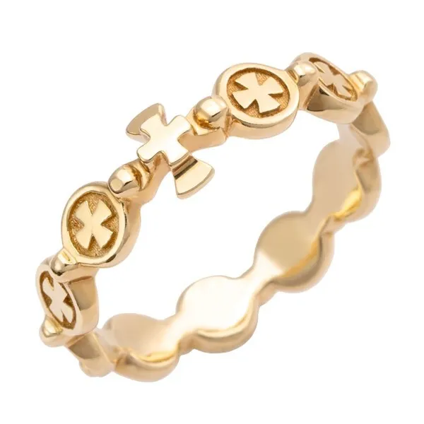 Rosary Ring PR13 10K Real Solid Gold Catholic Christian Ring (US 4 ~ 11)